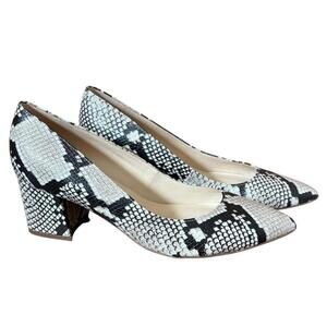 Nine West Issa Block Heel Snake Skin Patterned Pump Size: 9.5